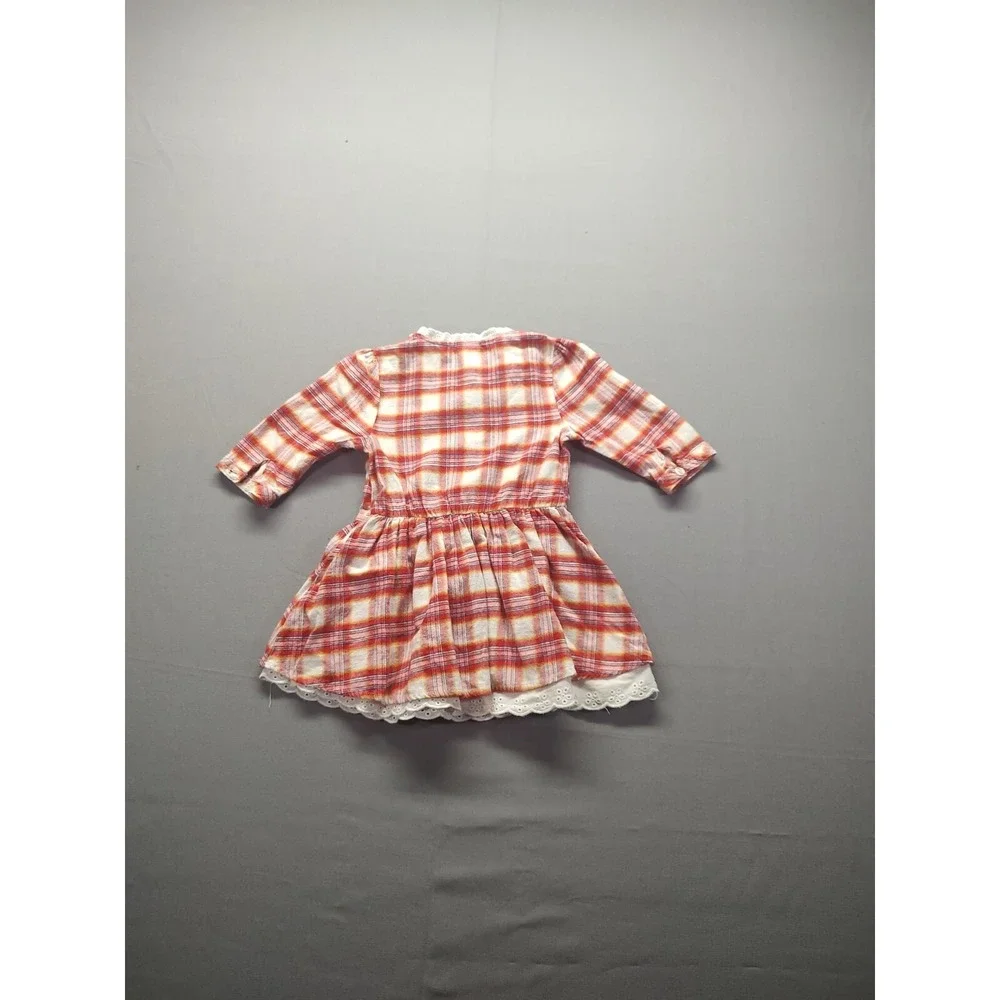 Baby Route 66 Flannel‎ Dress With Lace Ruffle Size 24 Mos